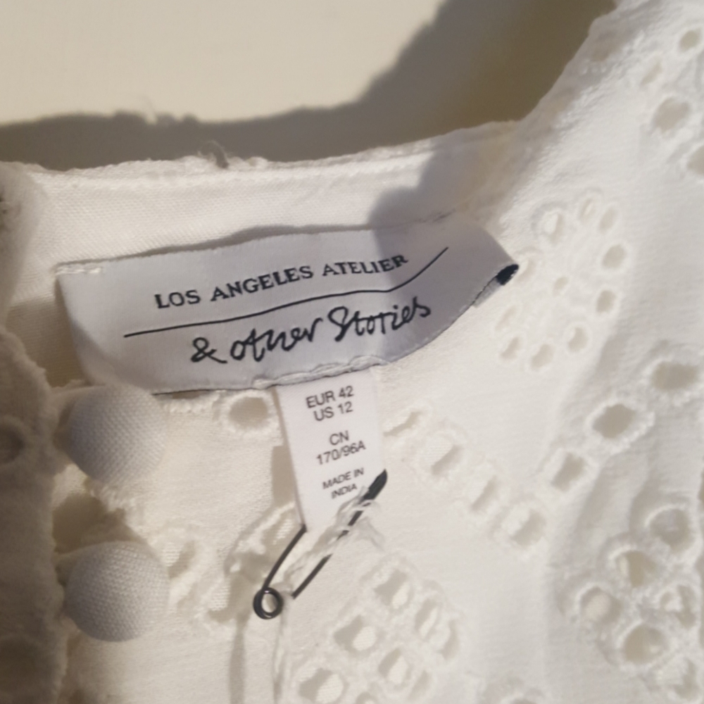 NWT & Other stories white Eyelet dress sz 12 - Picture 2 of 6